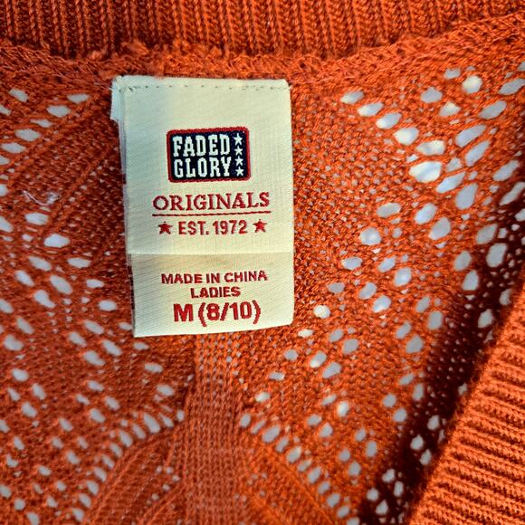 Faded Glory Women's Sweater Medium M Orange Vest Misses Size 8 10 Sleeveless - Picture 3 of 7